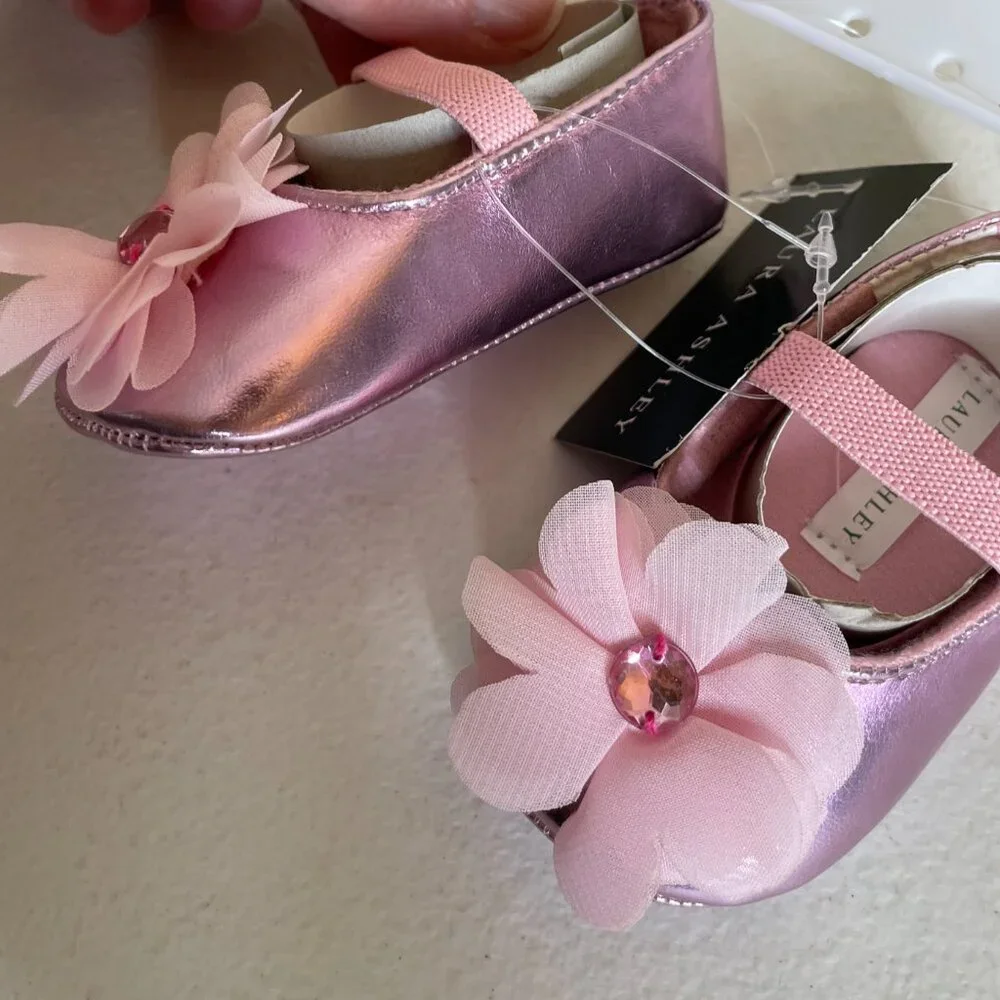 Laura Ashley Pink Baby Ballet Shoes Size 2